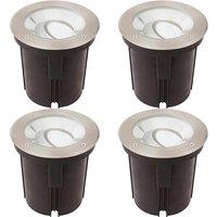 Loops 4 PACK Stainless Steel IP67 Ground Light - 16.5W Cool White Tilting Head LED in Metallics