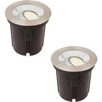 Loops 2 PACK Stainless Steel IP67 Ground Light - 16.5W Warm White Tilting Head LED in Metallics
