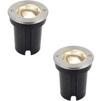 Loops 2 PACK Stainless Steel IP67 Ground Light - 6W Warm White LED - Tilting Head in Metallics