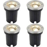 Loops 4 PACK Stainless Steel IP67 Ground Light - 6W Warm White LED - Tilting Head in Metallics