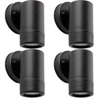 Loops 4 PACK Outdoor IP44 Spot Downlight - Dimmable 7W GU10 LED - Black Wall Light