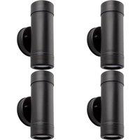Loops 4 PACK Up & Down Twin Outdoor Downlight - Dimmable 2 x 7W GU10 LED - Black