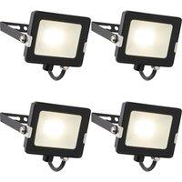 Loops 4 PACK Outdoor Waterproof LED Floodlight - 20W Cool White LED - Matt Black