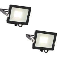 Loops 2 PACK Outdoor Waterproof LED Floodlight - 30W Cool White LED - Matt Black