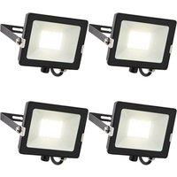 Loops 4 PACK Outdoor Waterproof LED Floodlight - 30W Cool White LED - Matt Black