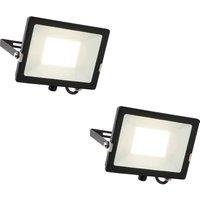 Loops 2 PACK Outdoor Waterproof LED Floodlight - 50W Cool White LED - Matt Black