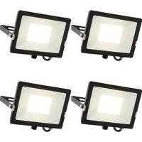Loops 4 PACK Outdoor Waterproof LED Floodlight - 50W Cool White LED - Matt Black