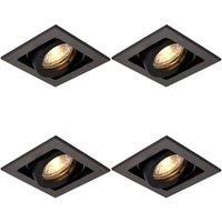 Loops 4 PACK Single Recessed Boxed Downlight - 50W GU10 Reflector - Matt Black