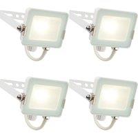 Loops 4 PACK Outdoor Waterproof LED Floodlight - 10W Cool White LED - Matt White