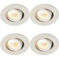 Loops 4 PACK Micro Adjustable Ceiling Downlight - 4W Warm White LED - Matt White
