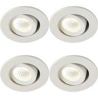 Loops 4 PACK Micro Adjustable Ceiling Downlight - 4W Cool White LED - Matt White