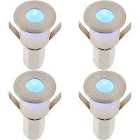 Loops 4 PACK Recessed Decking IP67 Guide Light - 1.2W Blue Light LED - Satin Nickel in Metallics