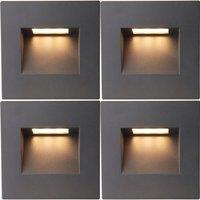 Loops 4 PACK Square Outdoor Pathway Guide Light - 1.5W Indirect CCT LED - Black Pc