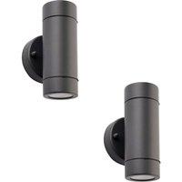 Loops 2 PACK Up & Down Twin Outdoor IP44 Wall Light - 2 x 7W GU10 LED - Anthracite