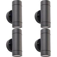 Loops 4 PACK Up & Down Twin Outdoor IP44 Wall Light - 2 x 7W GU10 LED - Anthracite