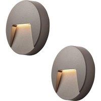 Loops 2 PACK Round Outdoor IP65 Pathway Guide Light - Indirect CCT LED - Grey ABS