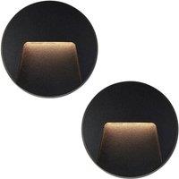 Loops 2 PACK Round Outdoor IP65 Pathway Guide Light - Indirect CCT LED - Black ABS