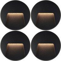 Loops 4 PACK Round Outdoor IP65 Pathway Guide Light - Indirect CCT LED - Black ABS