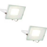 Loops 2 PACK Outdoor Waterproof LED Floodlight - 50W Cool White LED - Matt White