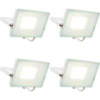 Loops 4 PACK Outdoor Waterproof LED Floodlight - 50W Cool White LED - Matt White