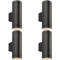 Loops 4 PACK Up & Down Twin Outdoor Wall Light - 2 x 7W GU10 LED - Textured Black