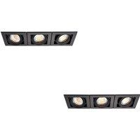 Loops 2 PACK Triple Recessed Boxed Downlight - 3 x 50W GU10 Reflector - Matt Black