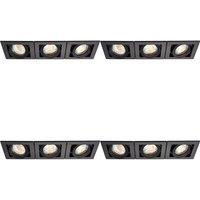 Loops 4 PACK Triple Recessed Boxed Downlight - 3 x 50W GU10 Reflector - Matt Black