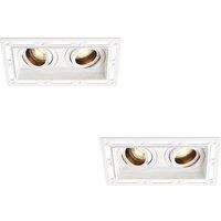 Loops 2 PACK Twin Trimless Plaster-In Downlight - 2 x 50W GU10 Reflector LED - White