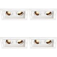 Loops 4 PACK Twin Trimless Plaster-In Downlight - 2 x 50W GU10 Reflector LED - White