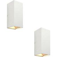 Loops 2 PACK Twin Outdoor Rectangular Wall Light - 2 x 5.5W CCT LED - Matt White