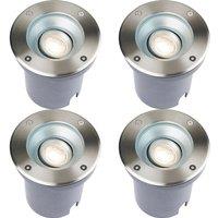 Loops 4 PACK Recessed Outdoor IP67 Round Ground Light - 50W GU10 - Stainless Steel in Metallics
