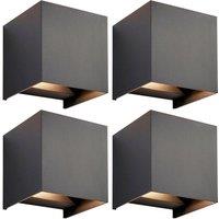 Loops 4 PACK Twin Outdoor IP44 Cube Wall Light - 2 x 5.5W CCT LED - Matt Black