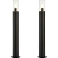 Loops 2 PACK Outdoor Bollard Post Light - 15W E27 LED - 800mm Height - Stainless Steel in Metallics