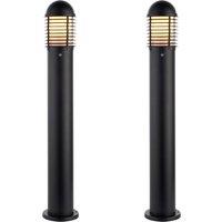 Loops 2 PACK Outdoor Bollard Post Light - 60W E27 GLS - 1000mm Height - Matt Black