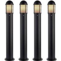 Loops 4 PACK Outdoor Bollard Post Light - 60W E27 GLS - 1000mm Height - Matt Black