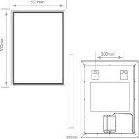 Loops 600 x 800mm IP44 LED Bathroom Mirror & Demister Tunable White Illuminated Border