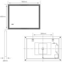 Loops 600 x 900mm IP44 LED Bathroom Mirror & Demister - Tunable White Diffused Border