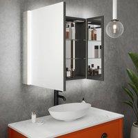 Loops 800 x 700mm IP44 LED Twin Bathroom Mirror Cabinet - Bluetooth Speaker & Demister
