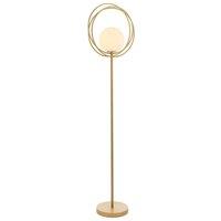 Loops 1556mm Brushed Gold Standing Floor Lamp Light with Glass Opal Sphere Shade in Clear