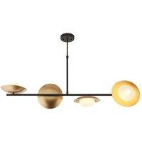Loops Dark Bronze & Gold Metal Ceiling Pendant Light - 4 Bulb Hanging Lamp Fitting