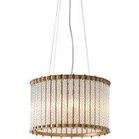 Loops Matt Gold Glass Tube Ceiling Chandelier - Decorative Glass Rods - 6 Bulb Fitting in Clear