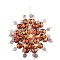 Loops Copper Plated Ceiling Pendant with Tinted Glass Spheres Decorative Light Fitting