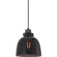 Loops Industrial Ceiling Pendant Light Fitting - Matt Black & Black Tinted Glass