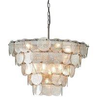 Loops Antique Silver Tiered Mercury Glass Ceiling Pendant - 9 Bulb Light Fitting in Metallics