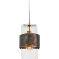 Loops Bronze Hanging Ceiling Pendant Light - Clear Glass Shade - Single Bulb Fitting