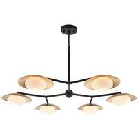 Loops Gold & Bronze Semi Flush 6 Bulb Ceiling Light - Pebble Shaped Opal Glass Shades in Clear