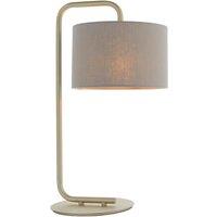 Loops Satin Champagne Table Lamp Light - 23cm Grey Fabric Cylinder Shade - Desk Light