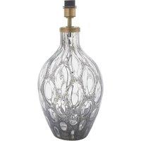 Loops Large Charcoal Tinted Glass Table Lamp Light Base - Antique Brass Metalwork in Clear
