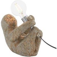 Loops Vintage Silver Sloth Table Light - Resin Figure - Chrome Plated Lamp Holder in Metallics