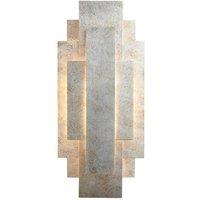 Loops Antique Silver Leaf Panel Wall Light Fitting - Twin G9 LED - Decorative Sconce in Metallics